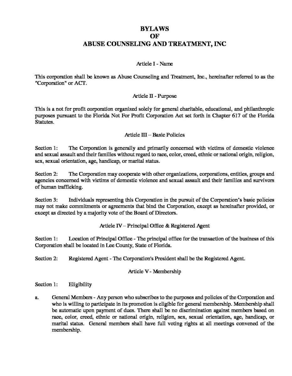 2015 Revised ByLaws 2015 | ACT | Abuse Counseling and Treatment, Inc.