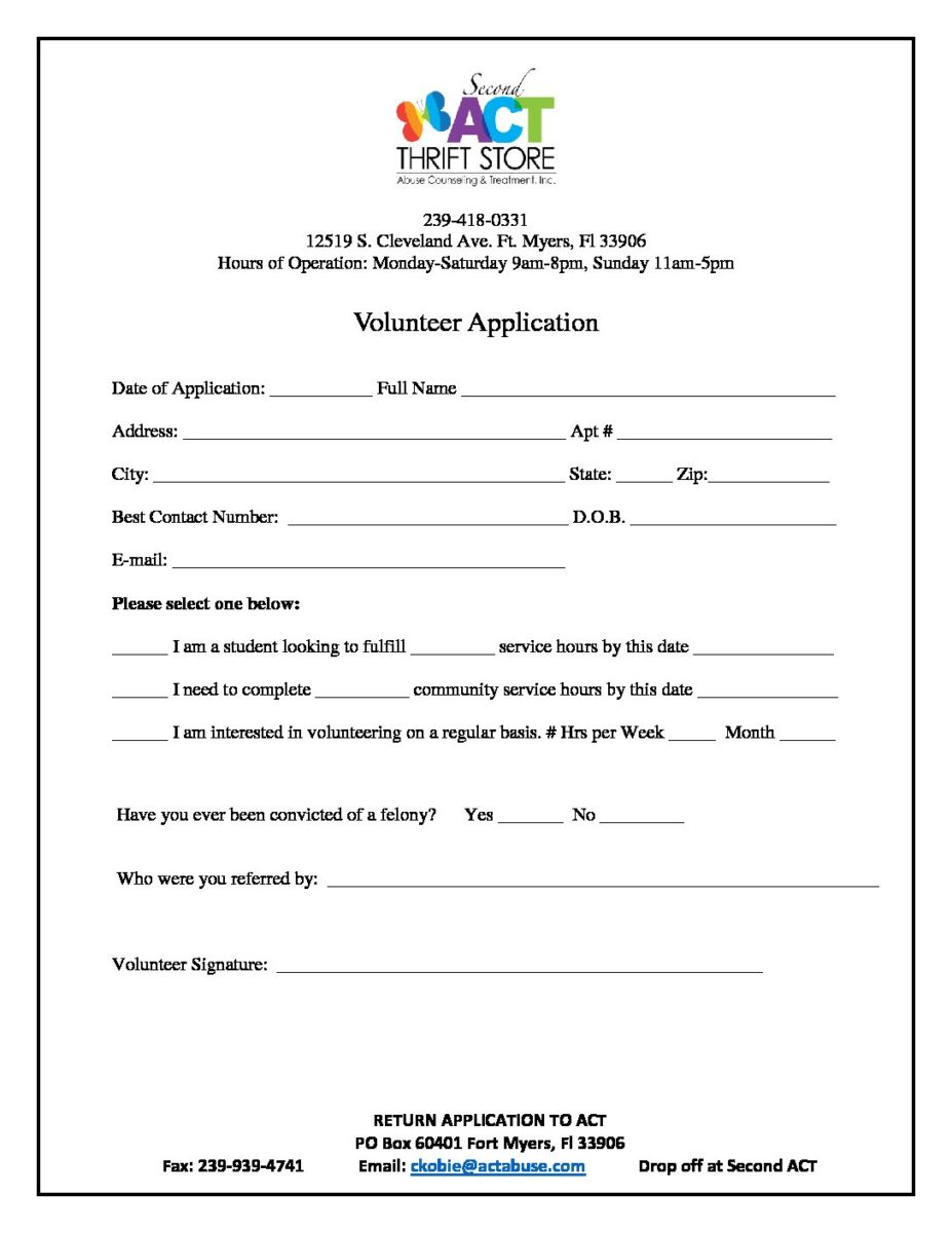 Second ACT Volunteer Application Writable ACT Abuse Counseling and Treatment, Inc. image