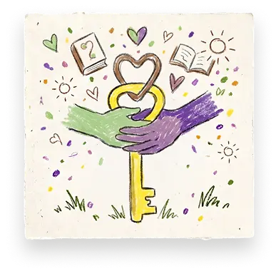 Two hands hold a heart-shaped key in an Abuse Counseling & Therapy illustration of collaborative healing.