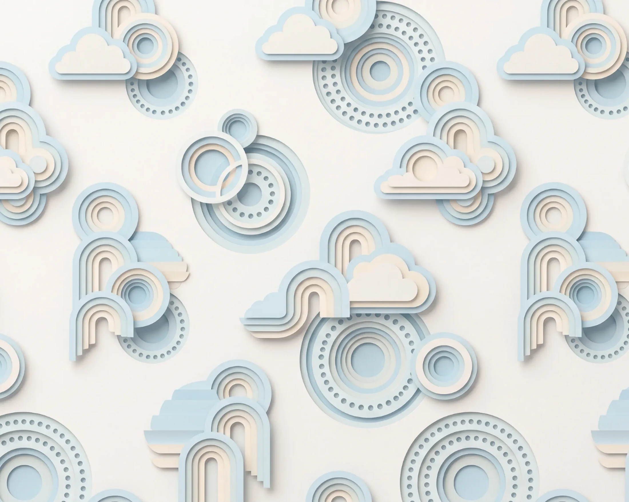 A soothing paper-cut pattern of clouds and arches in soft blue and cream for Abuse Counseling & Therapy.