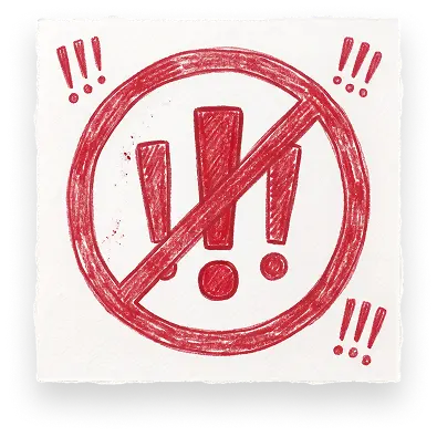 Red prohibition symbol over exclamation marks, representing Abuse Counseling & Therapy's work to stop crisis.