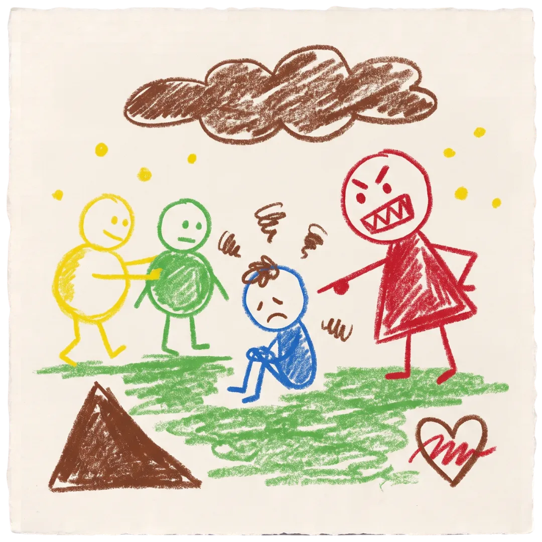 A child's drawing of trauma and support illustrates the healing work of Abuse Counseling & Therapy.
