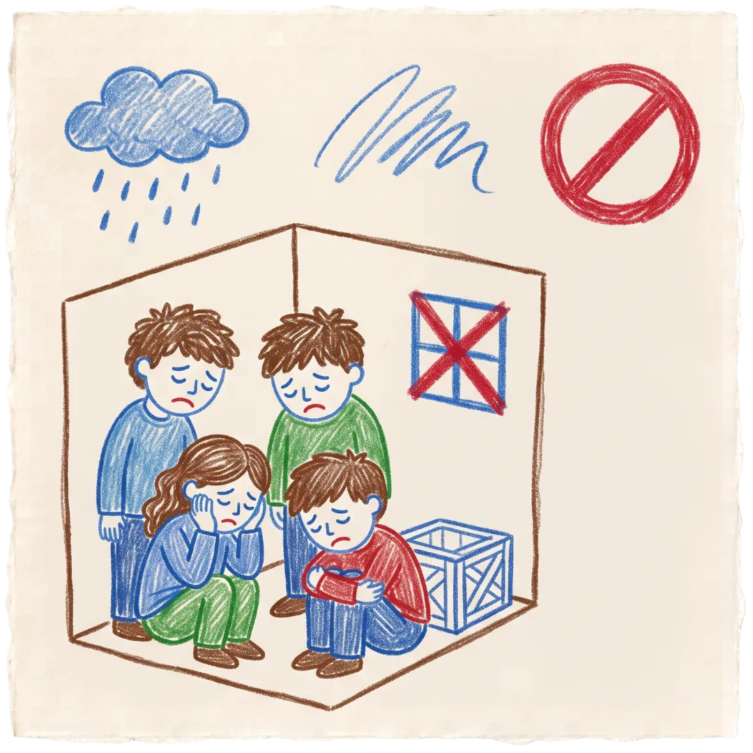 A drawing of sad, trapped children, representing the trauma-informed care of Abuse Counseling & Therapy.