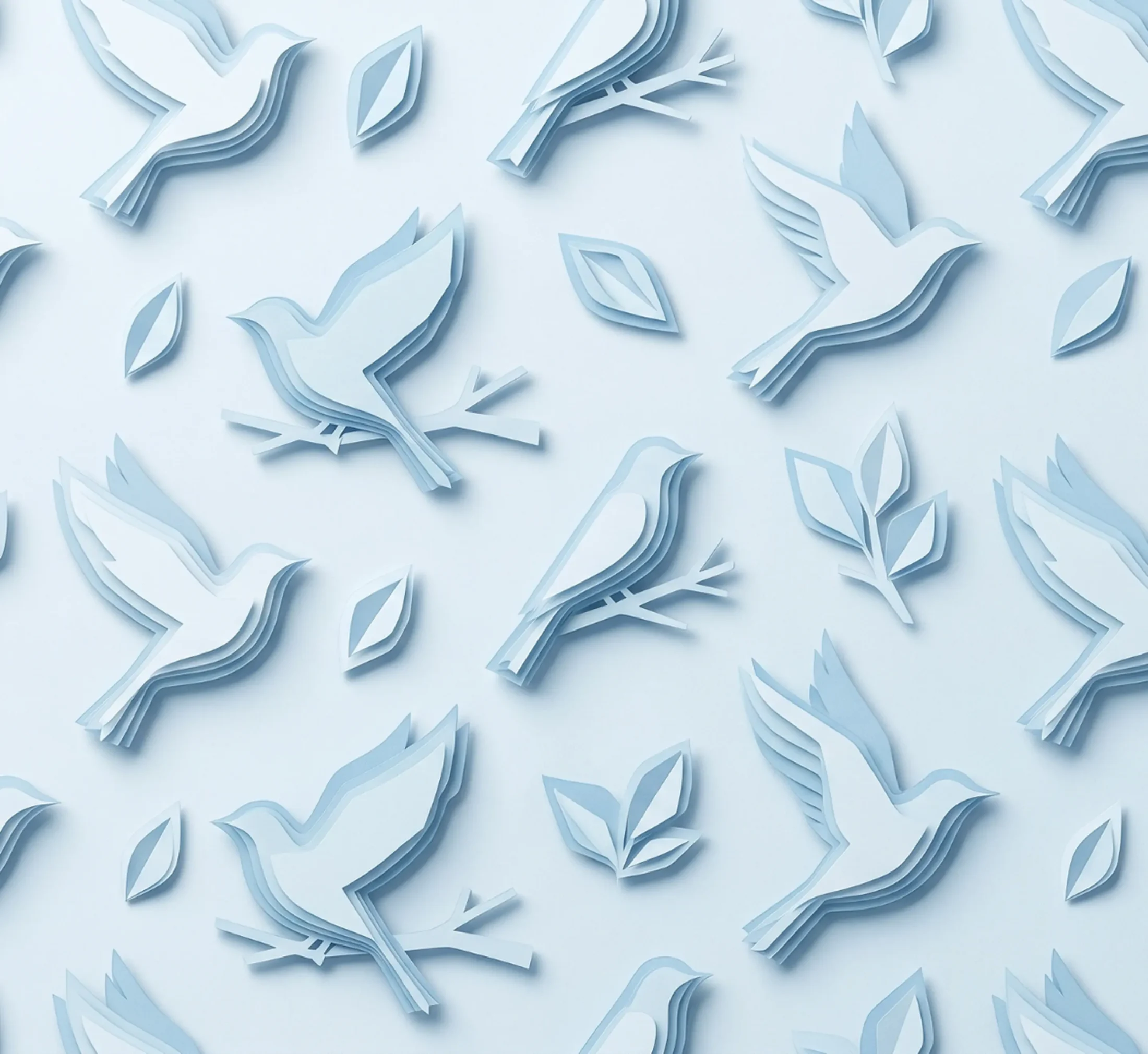 A light blue paper-cut pattern of birds and leaves creates a peaceful background for Abuse Counseling & Therapy.